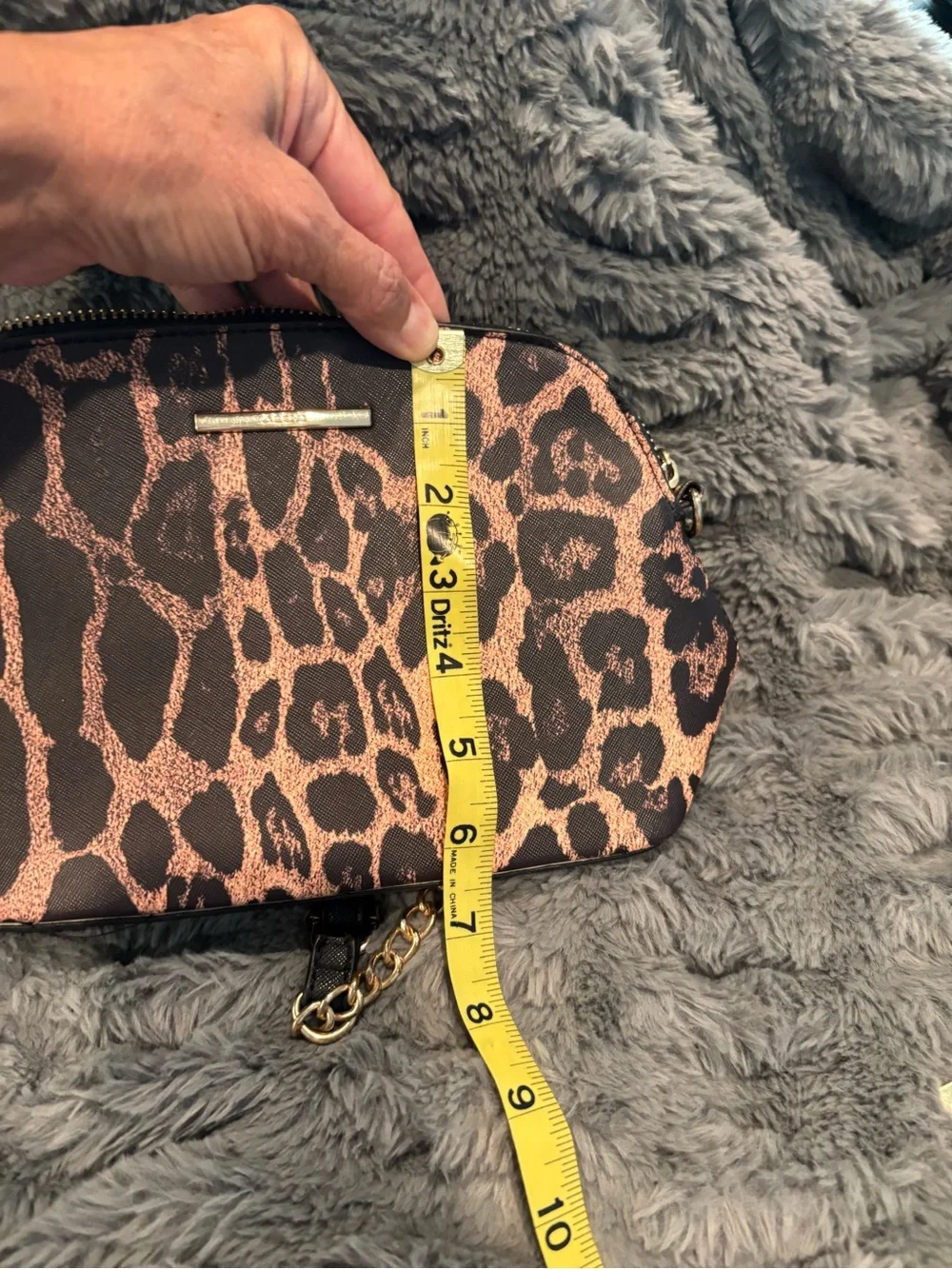 Aldo Black & Brown Leopard Print Crossbody with Gold Chain